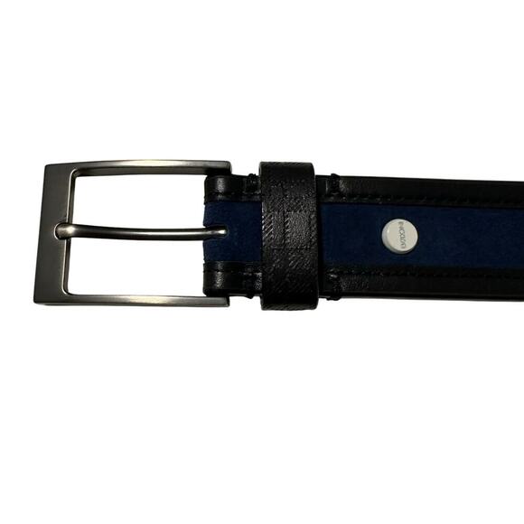 NWOT Nashville Boconi Suede Leather Belt Navy/Black 34/35 - Picture 4 of 7